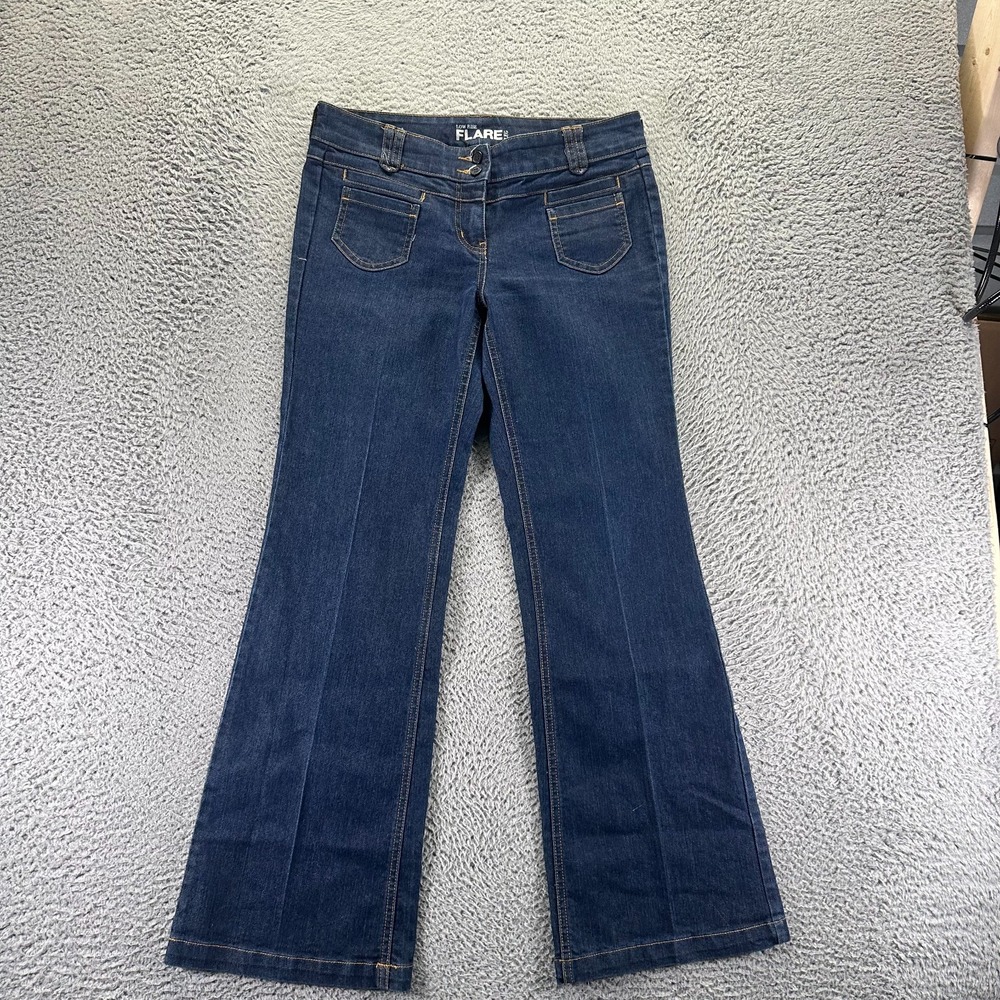 New York & Company Jeans Women's 6‎ Blue Cotton Denim Flared Low Rise Stretch